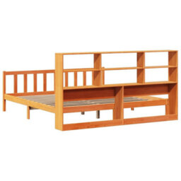 Berkfield Bookcase Bed Without Mattress Wax Brown 180X200 Cm Super King Solid Wood Pine - thumbnail 8