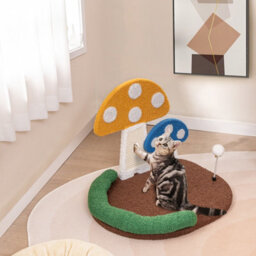 Costway Mushroom Cat Bed Cat Claw Scratcher Cat Tree W/ Sisal Scratching Panel