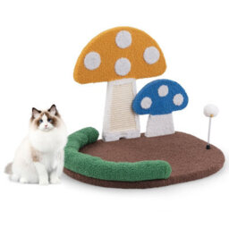 Costway Mushroom Cat Bed Cat Claw Scratcher Cat Tree W/ Sisal Scratching Panel - thumbnail 2