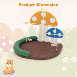 Costway Mushroom Cat Bed Cat Claw Scratcher Cat Tree W/ Sisal Scratching Panel - thumbnail 3