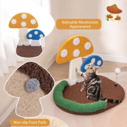 Costway Mushroom Cat Bed Cat Claw Scratcher Cat Tree W/ Sisal Scratching Panel - thumbnail 9