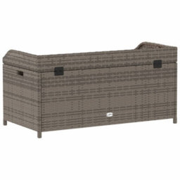 Walplus Storage Bench Grey 100X50X52 Cm Poly Rattan And Acacia Wood - thumbnail 6