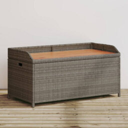 Walplus Storage Bench Grey 100X50X52 Cm Poly Rattan And Acacia Wood
