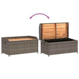 Walplus Storage Bench Grey 100X50X52 Cm Poly Rattan And Acacia Wood - thumbnail 7