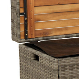Walplus Storage Bench Grey 100X50X52 Cm Poly Rattan And Acacia Wood - thumbnail 8