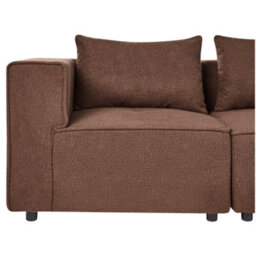 Beliani Modular Corner Sofa 4 Seater Axebo Right Hand Brown Boucle - thumbnail 7