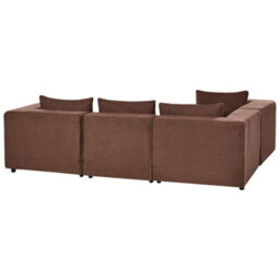Beliani Modular Corner Sofa 4 Seater Axebo Right Hand Brown Boucle - thumbnail 6