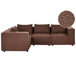 Beliani Modular Corner Sofa 4 Seater Axebo Right Hand Brown Boucle