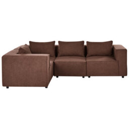 Beliani Modular Corner Sofa 4 Seater Axebo Right Hand Brown Boucle - thumbnail 4