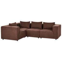 Beliani Modular Corner Sofa 4 Seater Axebo Right Hand Brown Boucle - thumbnail 5