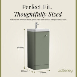 Balterley Flashbrook Modern Bathroom Floor Standing 1 Door Vanity Unit Basin, Satin Green, 405mm - thumbnail 5