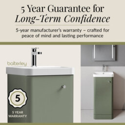 Balterley Flashbrook Modern Bathroom Floor Standing 1 Door Vanity Unit Basin, Satin Green, 405mm - thumbnail 4