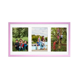 AK Frames 40X20Cm Pastel Pink Sleek Multi Photo Frame With White Mount - Holds 3 Apertures (3X) 6X4 Photos - thumbnail 1