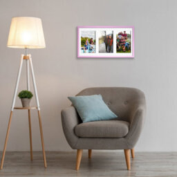 AK Frames 40X20Cm Pastel Pink Sleek Multi Photo Frame With White Mount - Holds 3 Apertures (3X) 6X4 Photos - thumbnail 3