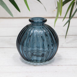 Annibells 3 Round Ribbed Blue Grey Glass Bud Vases  (12685) - thumbnail 4
