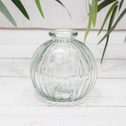 Annibells 3 Round Ribbed Blue Grey Glass Bud Vases  (12685) - thumbnail 3
