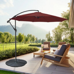 Sundaze 3M Wine Red Garden Banana Parasol Cantilever Umbrella Hanging Patio Shade