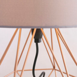 Valuelights Melrose Modern Copper Metal Basket Cage Touch Table Lamp With Grey Shade - thumbnail 3