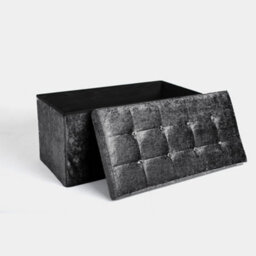 Home Republic Crushed Velvet  Storage Ottoman - Two Seater Charcoal - thumbnail 2