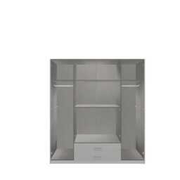Omega Oak And White Gloss 4 Door 2 Drawer Wardrobe - thumbnail 2