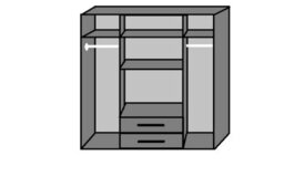 Omega Oak And White Gloss 4 Door 2 Drawer Wardrobe - thumbnail 3