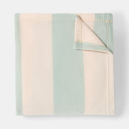 Ohs Stripes Print Polar Fleece Throw Blanket Lightweight Bedspread, Sage/cream - 120 X 150 Cm - thumbnail 4