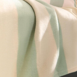 Ohs Stripes Print Polar Fleece Throw Blanket Lightweight Bedspread, Sage/cream - 120 X 150 Cm - thumbnail 2