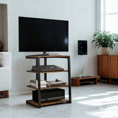 Industrial 4 Tier Small Tv Stand Unit With Storage Shelves - image 1