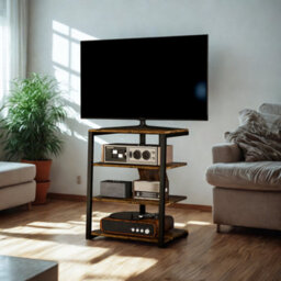 Industrial 4 Tier Small Tv Stand Unit With Storage Shelves - thumbnail 4