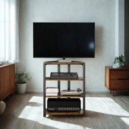 Industrial 4 Tier Small Tv Stand Unit With Storage Shelves - thumbnail 5