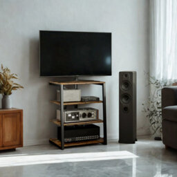 Industrial 4 Tier Small Tv Stand Unit With Storage Shelves - thumbnail 6