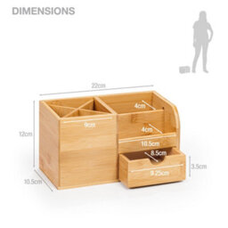 EHC Woodluv Desk Organiser, Desk Tidy Pen Holder Organiser, Make Up Organiser/office Multifunctional Organizer- 22 X 10.5 X 12.2Cm - thumbnail 8