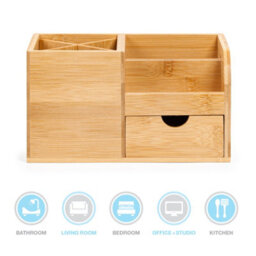 EHC Woodluv Desk Organiser, Desk Tidy Pen Holder Organiser, Make Up Organiser/office Multifunctional Organizer- 22 X 10.5 X 12.2Cm - thumbnail 2