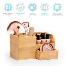 EHC Woodluv Desk Organiser, Desk Tidy Pen Holder Organiser, Make Up Organiser/office Multifunctional Organizer- 22 X 10.5 X 12.2Cm - thumbnail 3