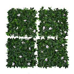 GreenBrokers Artificial Green Wall Hedge With Dark Leaf Foliage And White Flowers (Pack Of 4) -Uv Stable Vertical Garden - thumbnail 2