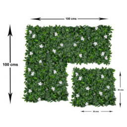 GreenBrokers Artificial Green Wall Hedge With Dark Leaf Foliage And White Flowers (Pack Of 4) -Uv Stable Vertical Garden - thumbnail 3