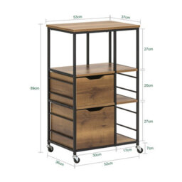 Sobuy Fkw111-Pf, Industrial Vintage Style Kitchen Trolley Cart Kitchen Storage Trolley,,w53Xd37Xh89 - thumbnail 3