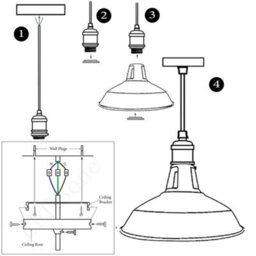 Ledsone Yellow Industrial Barn Pendant Light Kitchen Island Ceiling Lamp - thumbnail 7