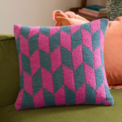 furn. Furn Olsen Geometric Feather Filled Cushion, Retro Pink - image 1