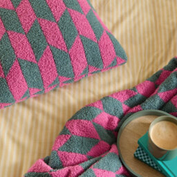 furn. Furn Olsen Geometric Feather Filled Cushion, Retro Pink - thumbnail 5