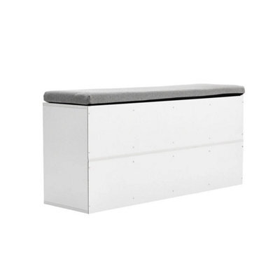 White Wood Storage Cabinet Rack Shoe Bench 10 Compartment Shoes Organizer With Cushion - image 1