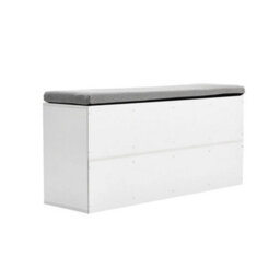 White Wood Storage Cabinet Rack Shoe Bench 10 Compartment Shoes Organizer With Cushion - thumbnail 1