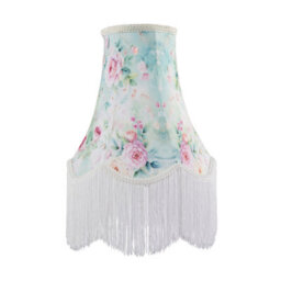 Happy Homewares Victorian Styled Vintage Tall Teal And Green Lampshade With Pink Roses
