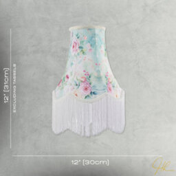 Happy Homewares Victorian Styled Vintage Tall Teal And Green Lampshade With Pink Roses - thumbnail 7