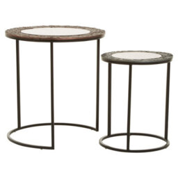 Orsina Set Of 2 Round Nesting Tables,handcrafted Circular Tables,functional Glass Top End Tables,decorative Tables - thumbnail 4