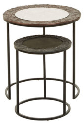 Orsina Set Of 2 Round Nesting Tables,handcrafted Circular Tables,functional Glass Top End Tables,decorative Tables - thumbnail 3