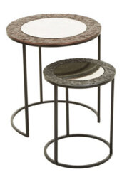 Orsina Set Of 2 Round Nesting Tables,handcrafted Circular Tables,functional Glass Top End Tables,decorative Tables - thumbnail 5