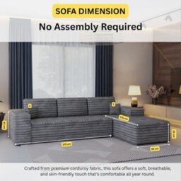 Sliding Wardrobes 4 u LTD Modern Comfort Compact Right Or Left Corner Sofa With Cushions Quick Easy Setup (Grey - Rightcorner) - thumbnail 3