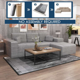 Sliding Wardrobes 4 u LTD Modern Comfort Compact Right Or Left Corner Sofa With Cushions Quick Easy Setup (Grey - Rightcorner) - thumbnail 1