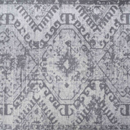 Loomed Silver Grey Bordered Geometric Distressed Area Rug 60X110Cm - thumbnail 3
